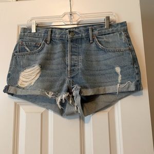 GRLFRND “Adriana” distressed cut off denim shorts size 28